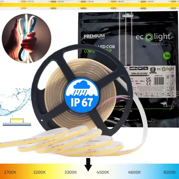 LED páska LED pásek Ecolight COB voděodolný IP67 bílá neutrální 4000K 9W/m 1m