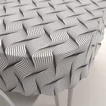 Dekorační oválný ubrus PML-042 Černo-bílé vlnění 140x220 cm