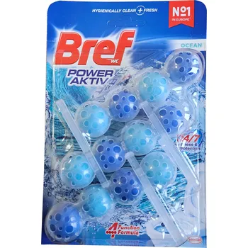 WC čistič Bref Power Aktiv WC závěska s kuličkami Ocean 3 x 50 g