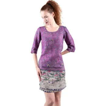 Dámské šaty Lněné 100% Lněné šaty Gustav Klimt Mada Primavesi Velikost: EU 52