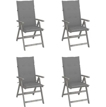 vidaXL Zahradní polohovací židle s poduškami 4 ks masivní akácie [3065377] Barva: Šedá