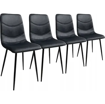 Jídelní židle Sada 4 Židlí Happy šedý velur samet glamour moderní čalouněné