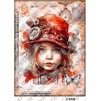 Umělecký papír Rýžový a soft papír na decoupage - Miminko, dítě, steampunk - KB0538 Materiál: Soft, Rozměr: A4