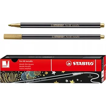 METALICKÝ ZLATÝ FLAMASTER POPISOVAČ PEN 68 STABILO