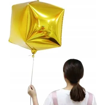 Balónek Zlatý 4D Balón ve tvaru kostky Dárek
