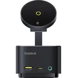 Dokovací stanice 7v1 Baseus MagPro100W / 15W Qi2 + 2xUSB-C + 2xUSB + HDMI - černá