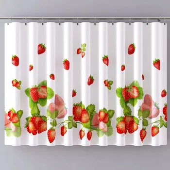 Záclona záclona s potiskem Jahody barevná do kuchyně 150 cm