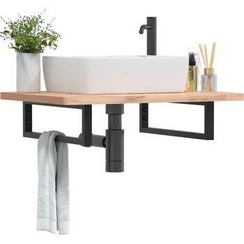 Koupelnový nábytek vidaXL Policové držáky na umyvadlo 2 ks obdélníkové ocel [4007264] Barva: Černá