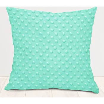 Povlak na dekorativní polštářek Dětský povlak na polštář Minky 3D puntíky MKP-003 Mintový 40 x 60 cm