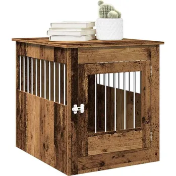 Bouda pro psa vidaXL Psí bouda a koncový stolek 64,5x80x71 cm kompozit [862177] Barva: Staré dřevo