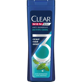 Šampon CLEAR Men ACTIVE COOL šampon + kondicionér + gel 3v1 aktivní svěžest 360 Ml