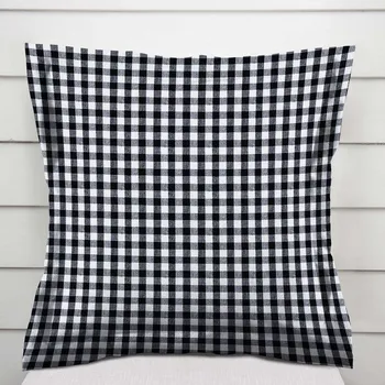 Povlak na dekorativní polštářek Bavlněný povlak na polštář s lemem Olivia OL-015 Černo-bílá kostka malá 40 x 40 cm