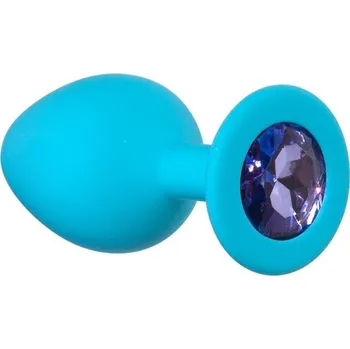 Anální kolík Lola Games Emotions Cutie Medium Turquoise-Light Purple Crystal, silikonový anální kolík 8 x 3,5 cm