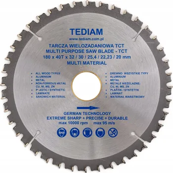 Řezný kotouč Víceúčelový kotouč Tediam 180 x 32 mm 40Z
