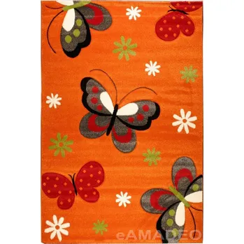 Koberec Merinos Turecko Dětský kusový koberec Diamond Kids 772 121 motýlci oranžový - 120x170 cm