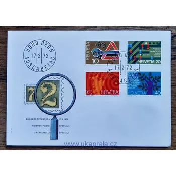 Poštovní známka ŠVÝCARSKO FDC 964/7, výročí, r. 1972