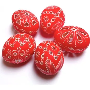 Velikonoční dekorace Velikonoční kraslice vrtaná - červená