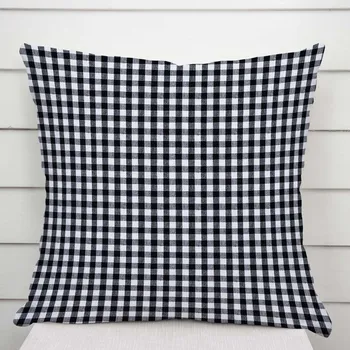 Povlak na dekorativní polštářek Bavlněný povlak na polštář Olivia OL-015 Černo-bílá kostka malá 30 x 50 cm