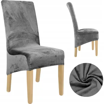 Potah na židli POTAH NA ŽIDLI XL ŠEDÝ VELUR ELASTICKÝ UNIVERZÁLNÍ SILNÝ