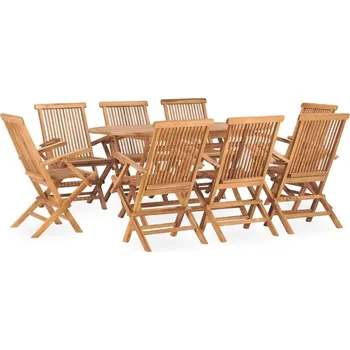 Zahradní sestava vidaXL 9dílný skládací zahradní jídelní set masivní teakové dřevo [3059971]