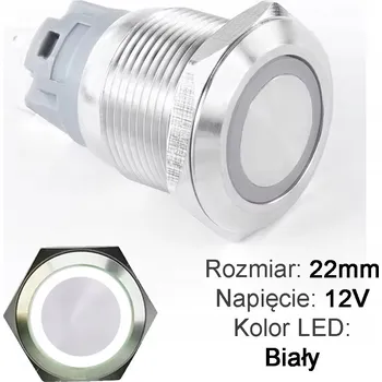vypínač Tlačítko spínač antivandal 22mm, 12V, LED Bílá ST