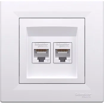 Elektrická zásuvka Počítačová zásuvka 2x RJ45 kat. 6 UTP s rámečkem bílá SCHNEIDER ASFORA