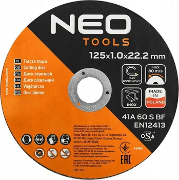 Řezný kotouč Řezný kotouč NEO TOOLS 125 mm x 1 mm x 22,2 mm na kov/INOX, 100 ks