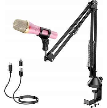 Mikrofon Tonor Dynamický USB-C RGB Mikrofon Růžový pro Hry, Podcasty a Karaoke