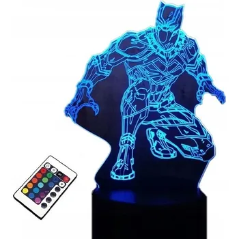 Lampička LAMPKA na SKLE Černý Panter Wakanda Marvel 3D LED RGB + DÁLKOVÝ OVLADAČ 16 BAREV