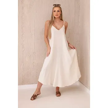 Dámské šaty Mušelínové letní šaty dlouhé 7088534-1 béžová univerzální 100% bavlna (univerzální )