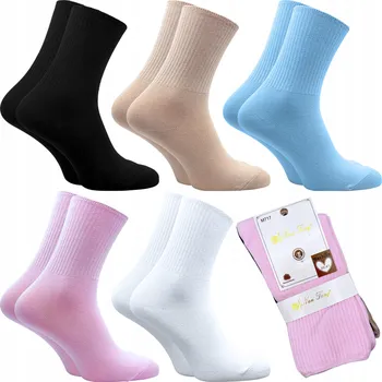 Dámské ponožky 5x PONOŽKY BEZTLAKOVÉ BAREVNÉ DÁMSKÉ BAVLNĚNÉ 35-38