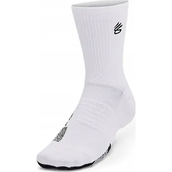 Pánské ponožky Pánské ponožky Under Armour Curry AD Playmaker 1P Mid bílé / černé XL