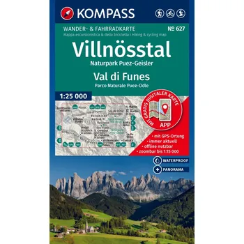 Villnösstal, Val di Funes (Kompass - 627) - turistická mapa