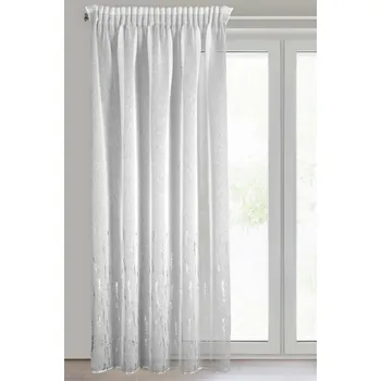 Dekorační vzorovaná záclona režného vzhledu s řasící páskou JUDY bílá/stříbrná 140x270 cm (cena za 1 kus) MyBestHome