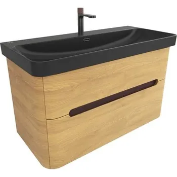 Koupelnový nábytek Koupelnová skříňka s umyvadlem SAT Fusion 97,5x53x45 cm dub medový mat SATFUS2100DMBKMB