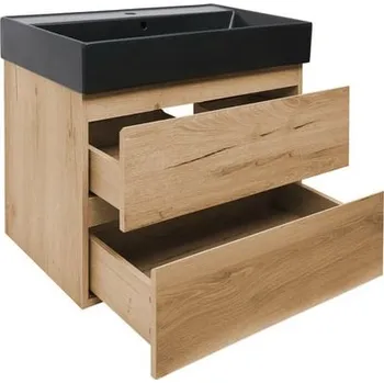 Koupelnový nábytek Koupelnová skříňka 2 zásuvková s umyvadlem SAT B-Way 79x50x45 cm dub mat BWAY280OAKU2BB