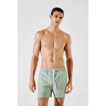 Pánské plavky PLAVKY KARL LAGERFELD SEASONAL AOP SHORT BOARDSHORTS KARL SQUARE ICEBERG GREEN