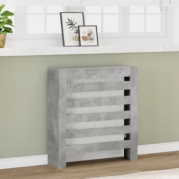 Radiátor Kryt Na Radiátor Betonově Šedý Kompozitní Dřevo Betonová Šedá - Vertikální lamely / 205 x 21.5 x 83.5 cm