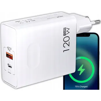 RYCHLÁ SÍŤOVÁ NABÍJEČKA | USB / USB-C 120W | QC PD GAN ZÁSUVKA PRO TELEFON