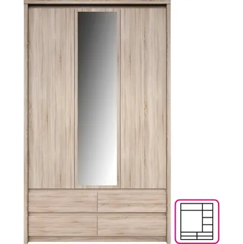 Komoda Skříň se zrcadlem 3D4S, Dub sonoma, NORTY TYP 1