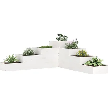 Nástěnný truhlík 4patrový 106x104,5x36 cm bílý masivní borovice