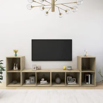 Televizní stolek TV skříňky 4 ks šedé vysoký lesk 72x35x36,5 cm kompozitní dřevo