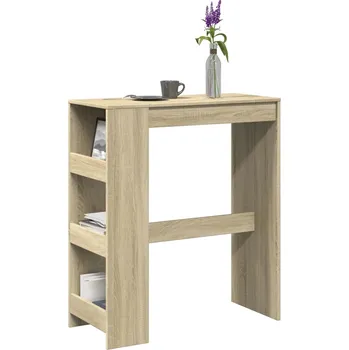 Barový stolek Barový stůl s regály černý 90 x 40 x 103,5 cm kompozitní dřevo