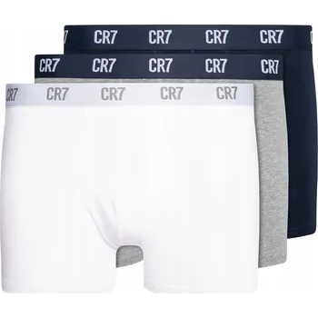 Pánské boxerky CR7 Basic Trunk 3 páry šedá melange/bílá/námořnická modrá L