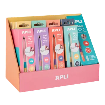 Mikrotužka APLI nekonečná tužka trojbarevná Mini, HB, 20 ks, displej, mix barev