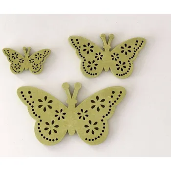 Dřevěné dekorace - MOTÝLEK ZELENÝ - 3A - MALÝ 2 X 3,4 cm