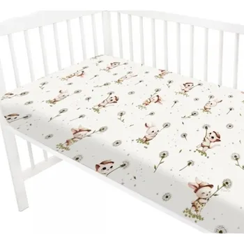 Prostěradlo Prostěradlo do postýlky 120x60cm, bavlna, Kocourek a pampeliška - bílá, Rozměry 140x70