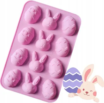 Velikonoční dekorace Formička na mýdla, vosk – Velikonoce ZAJÍC A VEJCE 12 ks GH-FS208 Velikonoce