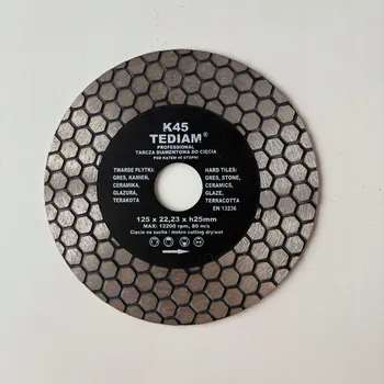 Řezný kotouč Diamantový kotouč pro řezání pod úhlem 45° keramiky, glazury, slinuté dlažby 125 x 22,23