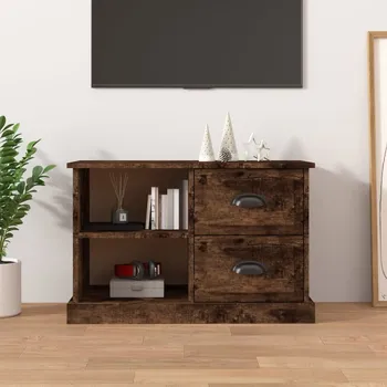 Televizní stolek TV skříňka černá 73 x 35,5 x 47,5 cm kompozitní dřevo